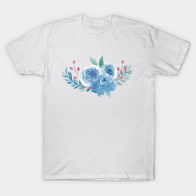 Blue bouquet flowers decoration T-Shirt by shoko